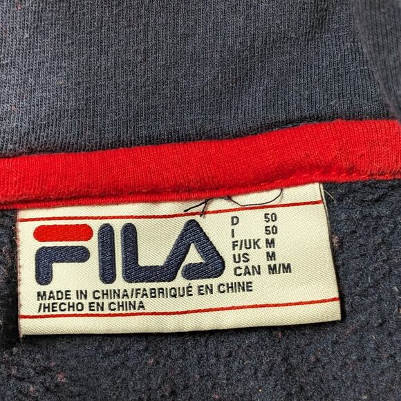 FILA Hoodie Women Medium Colorblock Pullover Red Blue Big Logo Sweatshirt Preppy - Picture 2 of 12